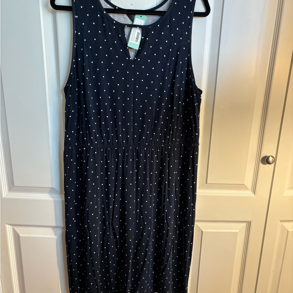 41 Hawthorn Navy Blue and White Polka Dot Sleeveless Sundress 1X NWT